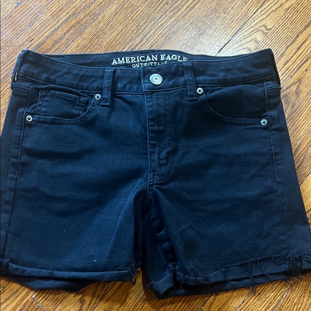 American Eagle Outfitters Women's Black Midi Jean Shorts
